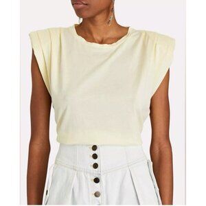 St. Roche Women’s Echo Padded Shoulder Tank/Tee 100% Supima Cotton Yellow XS New
